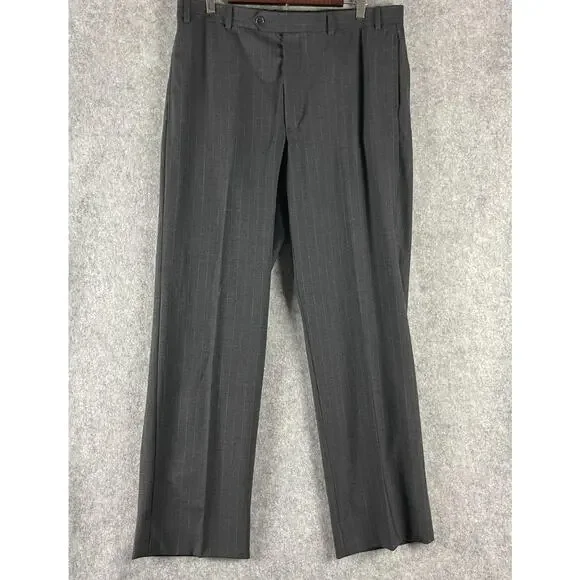 Brooks Brothers 346 Stretch Wool 2 Piece Suit Gray Striped Blazer 44R Pant 35x31